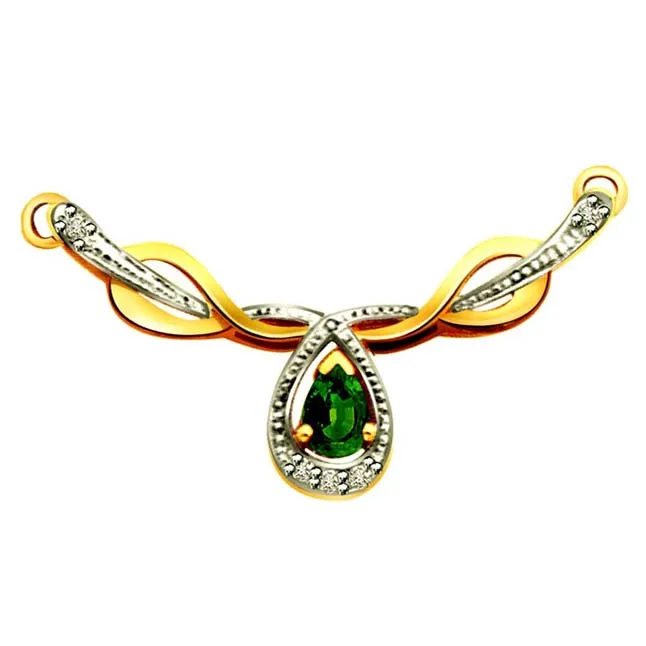 Greener Sparkling Diamond & Emerald Necklace Pendant (DN135)