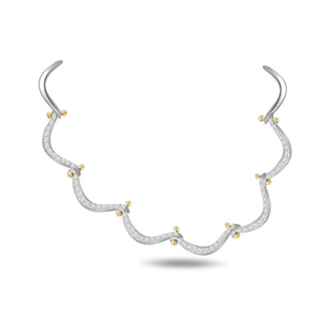 Gracious Curve 3.00ct VS Clarity Diamond Necklace -Diamond Necklace