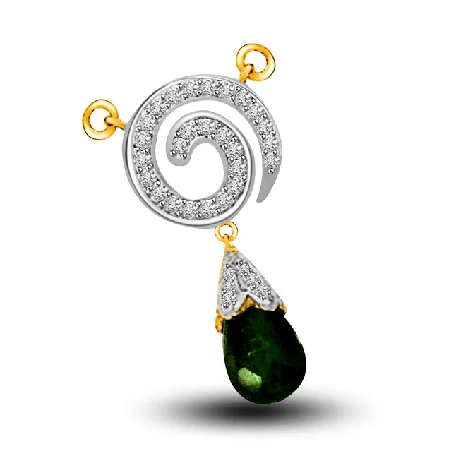 Exotic Green Ocean Diamond & 18kt Green Drop Emerald Pendants
