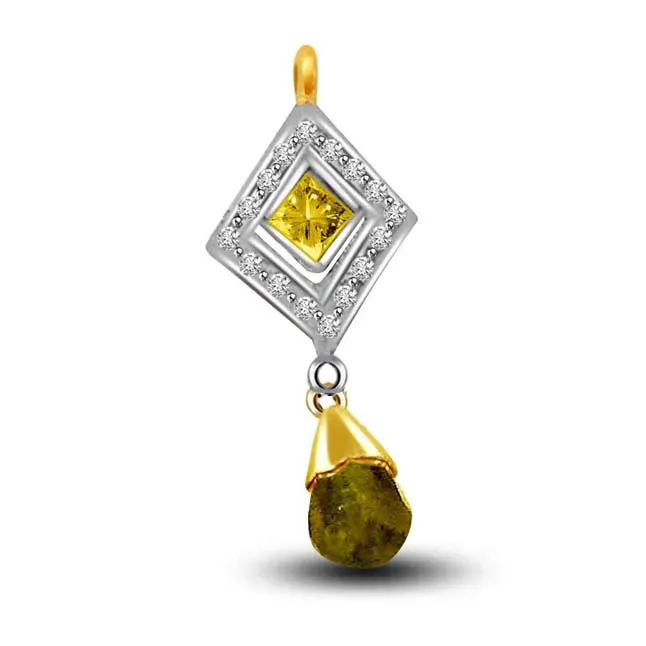 Greenery Unseen Diamond & Peridot 18k Gold Two Tone Pendant (DN176)
