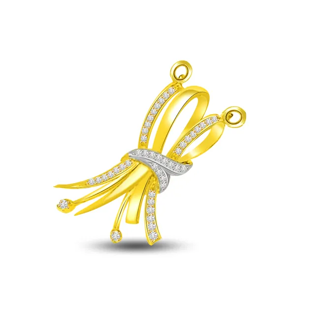 Promise of Love Bow Design Diamond & 18kt Fancy Gold Pendant (DN177)