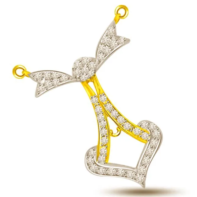 Two Tone Anchor Diamond & Glittering Gold Pendant (DN186)