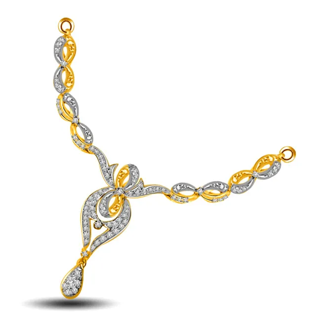 Shining Sun Shine Two Tone Diamond & Gold Beautiful Necklace Pendants