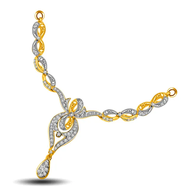 Shining Sun Shine Two Tone Diamond & Gold Beautiful  Necklace Pendant (DN189)