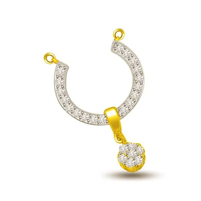 Dangling Flower Shape Diamond & Gold Pendant (DN225)