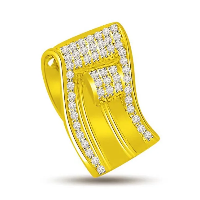 Waterfall Gold & Diamond Beautiful Pendants For Her -Designer Pendants