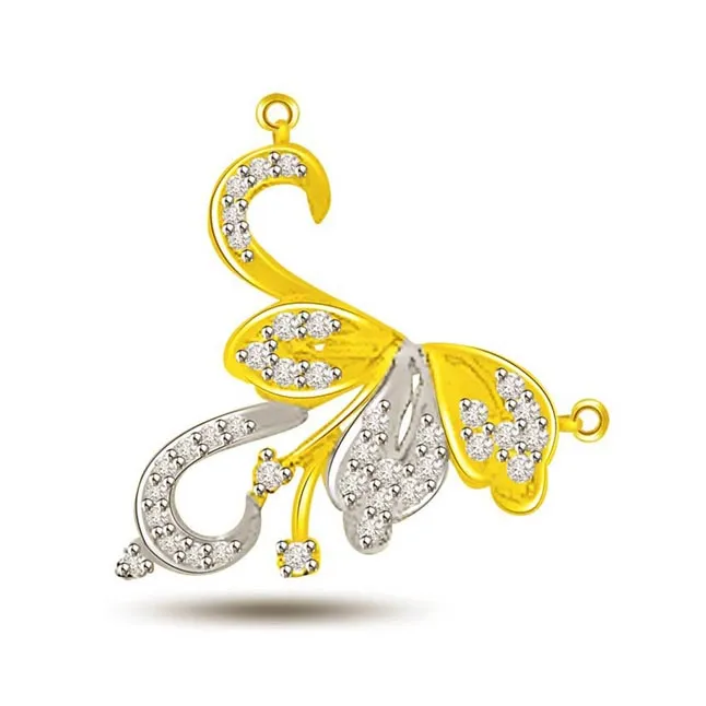 Spiral & Curve Two Tone Diamond Pendant Of Love (DN246)