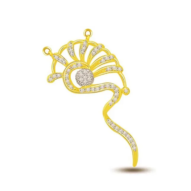 Twinning Spirals Diamond & Gold Fancy Pendants -Designer Pendants
