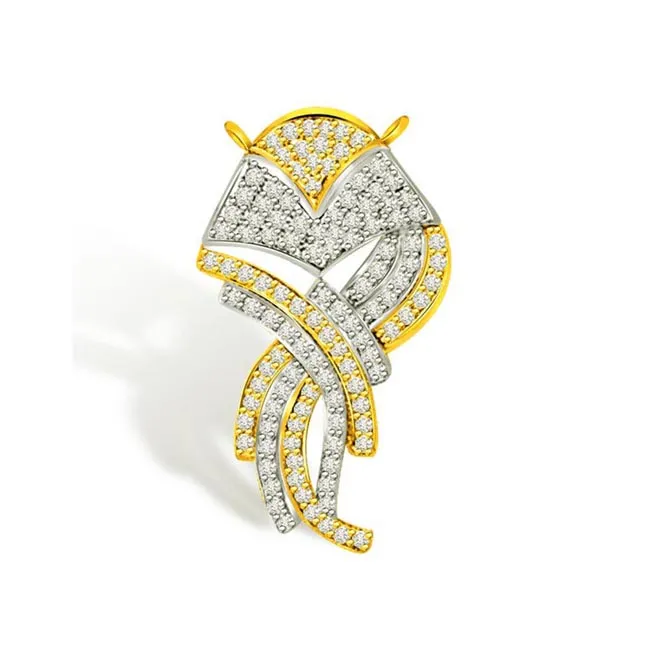 Stylish 0.57cts Two Tone Diamond & Gold Pendant (DN277)