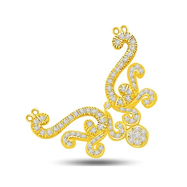 Twin Spiral Shaped 0.59cts Diamond Necklace Pendant (DN315)