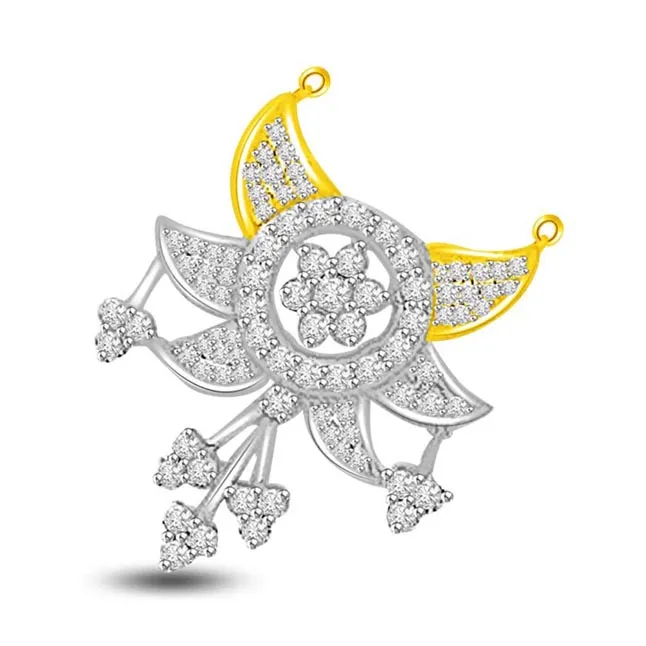 Playful Sun & Moon Together Diamond Pendant (DN319)