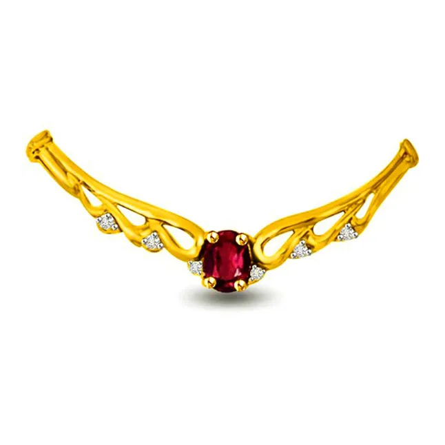 0.06 cts Diamond & Ruby Necklace Pendants Necklaces