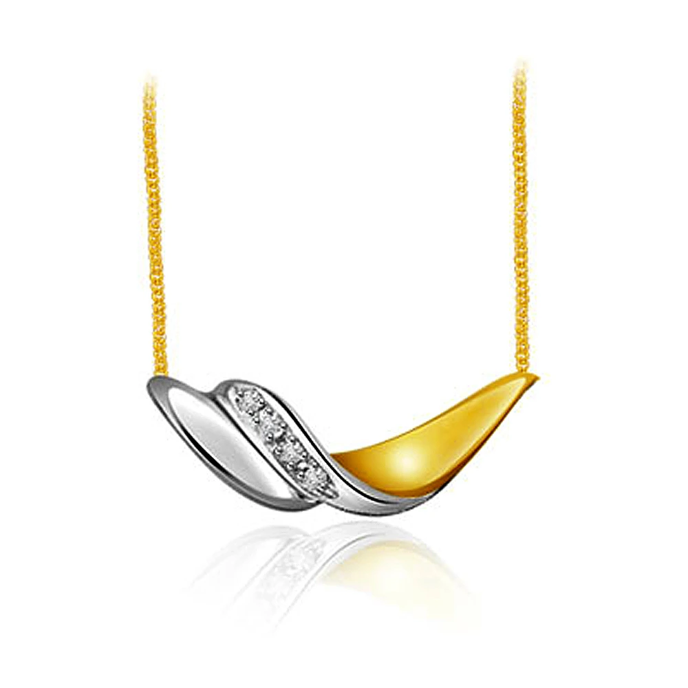 Charismatic Charm 0.12 ct Two Tone Diamond Necklace Pendants with chain