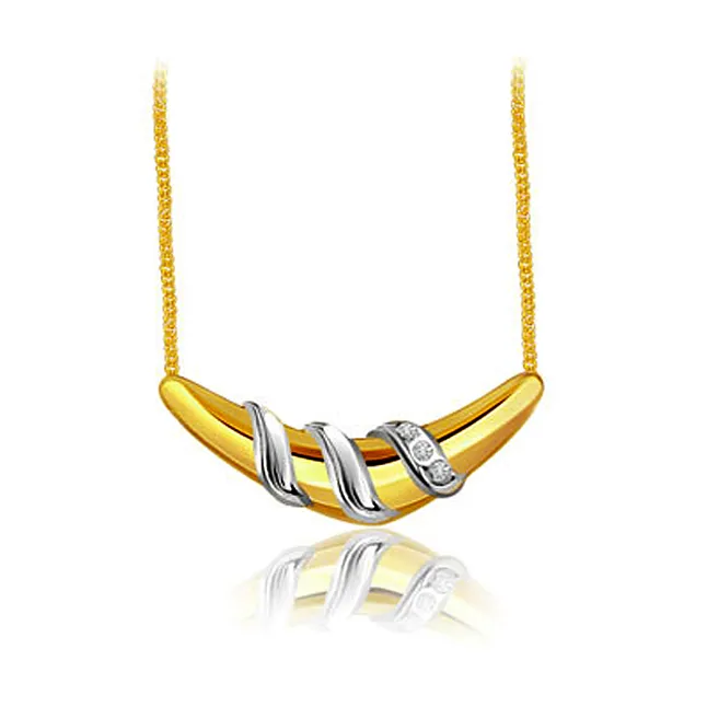 Love in a Spark 0.15ct Two Tone Diamond Necklace Pendants with chain -2 Tone Necklace Pendants + Chain