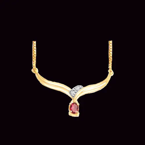 Dazzling Red Desire Diamond & Ruby Gold Necklace Pendant (DN116)