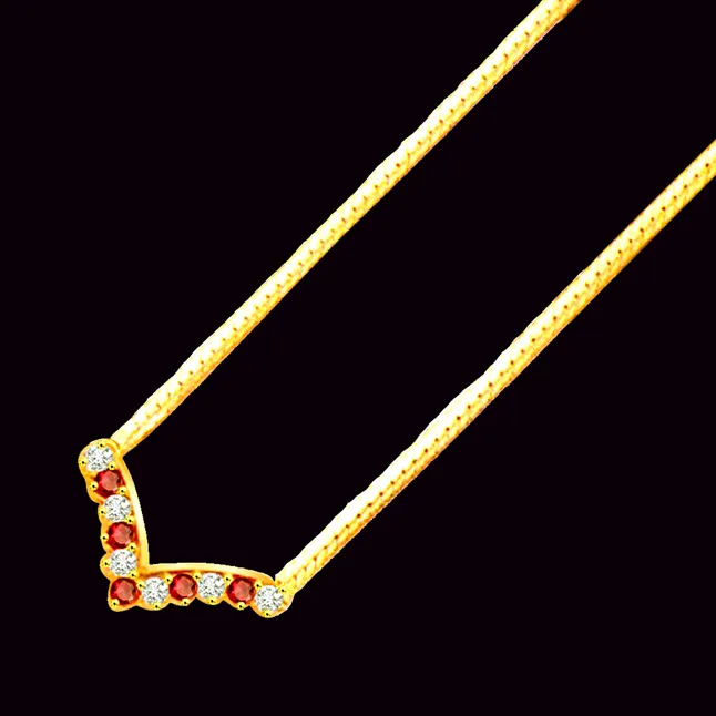 Diamond Cocktail 0.90cts Diamond & Ruby Gold Necklace (DN117)