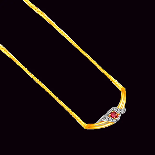 Symbol of Love 0.18cts Diamond & Ruby Gold Necklace (DN118)