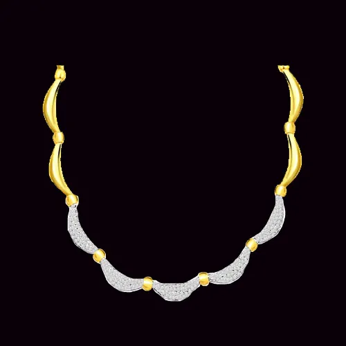 Neck Glamour 1.12ct VS Diamond Necklace -2 Tone Necklace Pendants + Chain