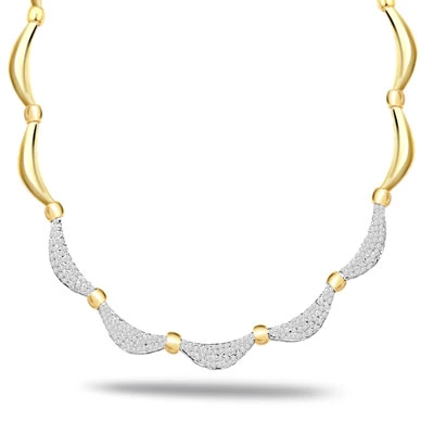 Neck Glamour 1.12ct VS Diamond Necklace -2 Tone Necklace Pendants + Chain