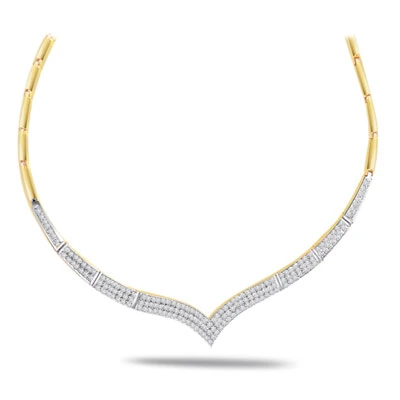 Golden Bride 1.32ct VS Clarity Diamond Necklace -2 Tone Necklace Pendants + Chain