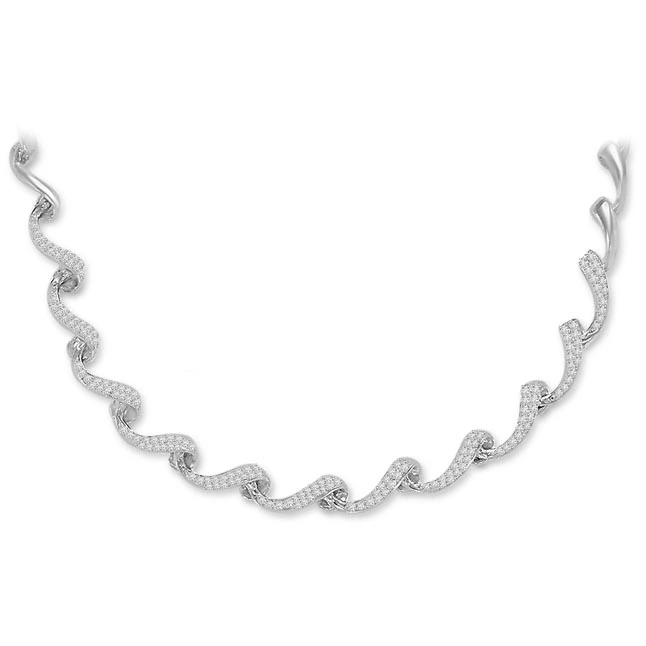 Twisted Curves 2.25ct VS Clarity Diamond Necklace -Diamond Necklace