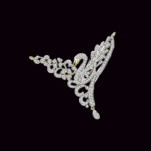 Queen Delight 1.50cts Exquisite Peacock Diamond Necklace Pendant in Two Tone Gold (DN142)