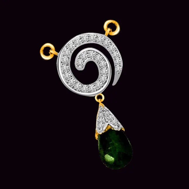 Exotic Green Ocean Diamond & 18kt Green Drop Emerald Pendant (DN175)