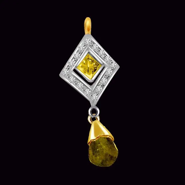 Greenery Unseen Diamond & Peridot 18k Gold Two Tone Pendant (DN176)
