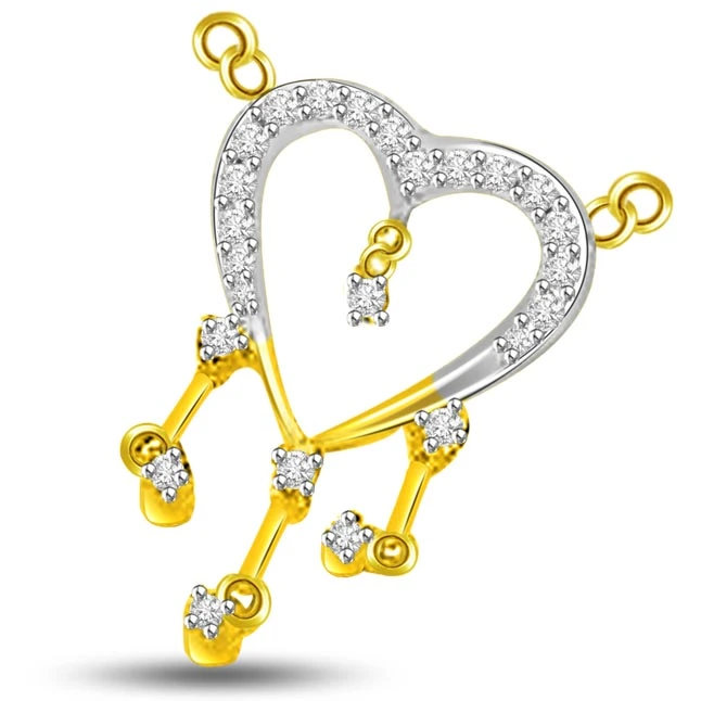 Love Bridge Fancy Heart Shape 18kt Gold VS Diamond Pendants -Designer Pendants