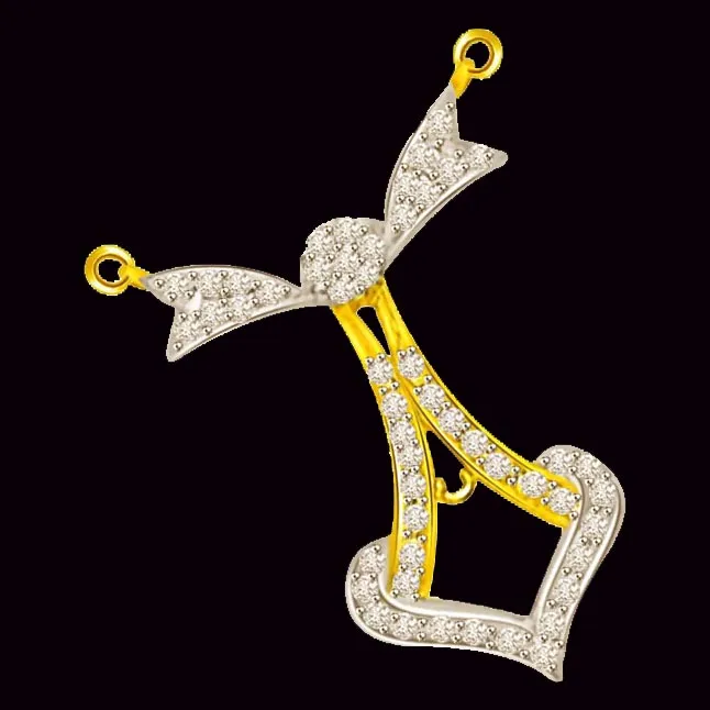 Two Tone Anchor Diamond & Glittering Gold Pendant (DN186)