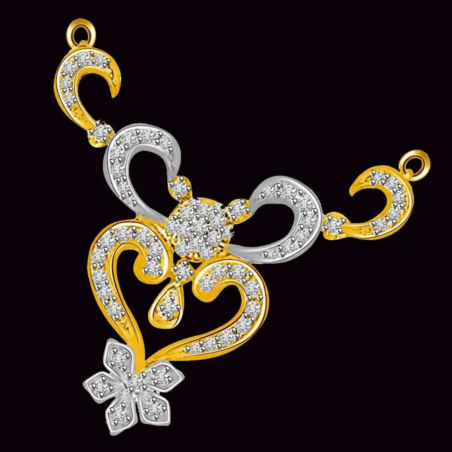 Rising Sun Two Tone Diamond & Gold Flower Pendant (DN188)