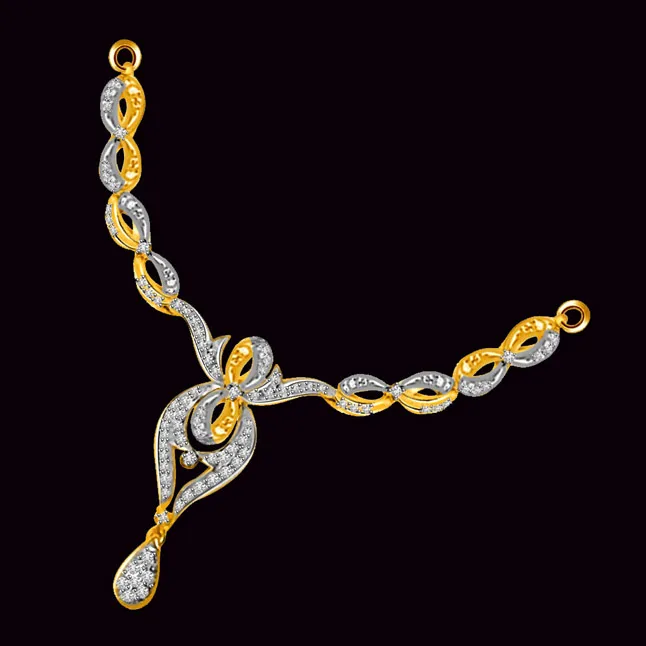 Shining Sun Shine Two Tone Diamond & Gold Beautiful  Necklace Pendant (DN189)