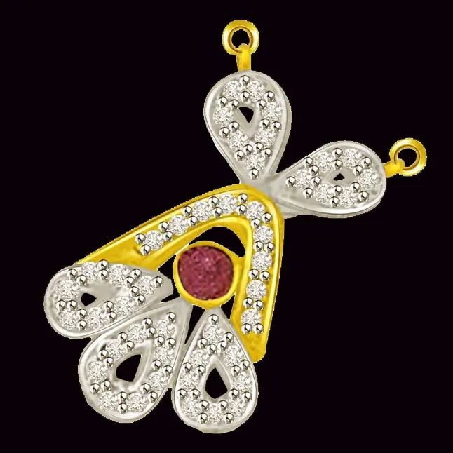 Meaning Of Life Ruby & Diamond Two Tone Pendants -Diamond -Ruby