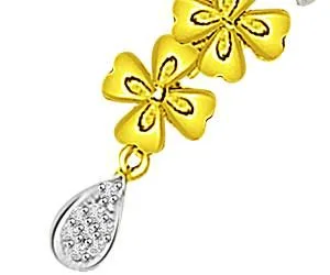 Love Of My Life Gold Flower & Diamond Pendants -Flower Shape Pendants