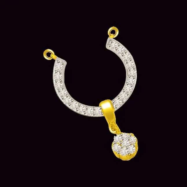 Dangling Flower Shape Diamond & Gold Pendant (DN225)