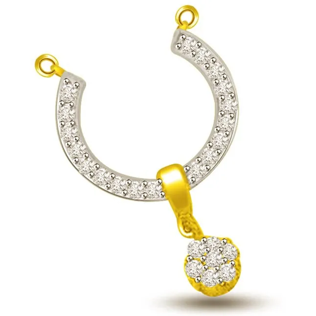 Dangling Flower Shape Diamond & Gold Pendants