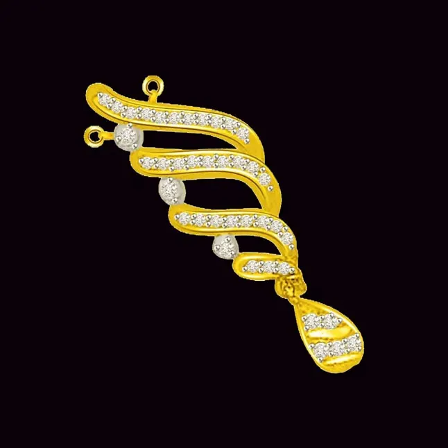 Curvaceous Diamond Gold Drop Designor Pendants -Designer Pendants