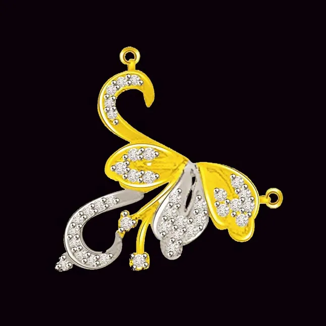 Spiral & Curve Two Tone Diamond Pendant Of Love (DN246)