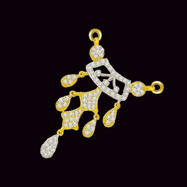 Two Tone Diamond Droplets Design Mangalsutra Pendants
