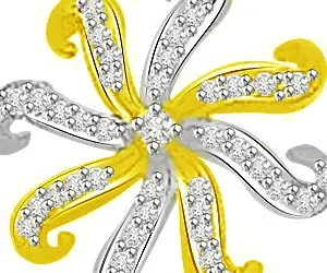 6 Leaves Flower & Droplet Diamond & Gold Pendants -Flower Shape Pendants