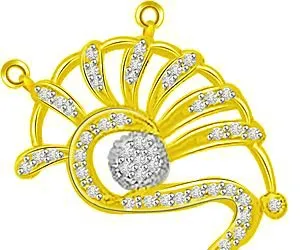 Twinning Spirals Diamond & Gold Fancy Pendants -Designer Pendants