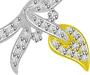 Wings Of Fire Diamond & Gold Leaf Pendants