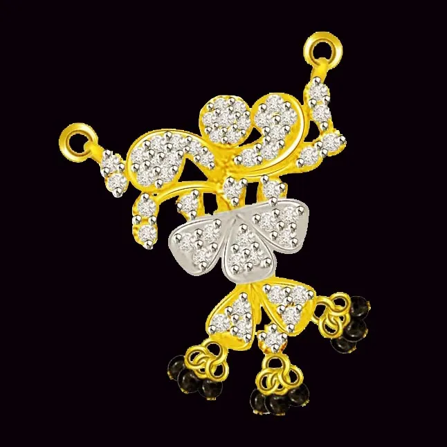 Beautiful Ballerina Diamond & Gold Mangalsutra Pendant (DN266)