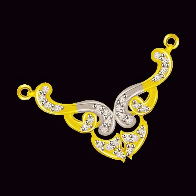 Elegant & Curvaceous Two Tone Diamond Pendant (DN269)