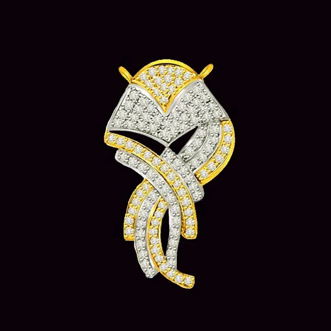 Stylish 0.57ct Two Tone Diamond & Gold Pendants