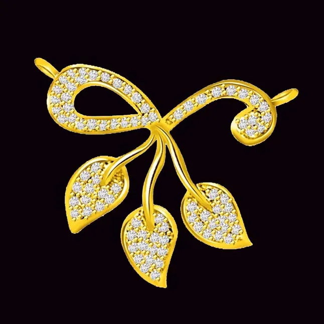 Celebrate Life’s Beauty: I Love My Life Gold & Diamond 3 Leaves Pendant (DN300)