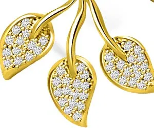 I Love My Life Gold & Diamond 3 Leaves Pendants Necklaces