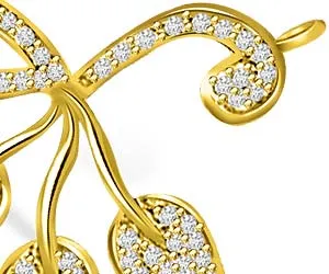 I Love My Life Gold & Diamond 3 Leaves Pendants Necklaces