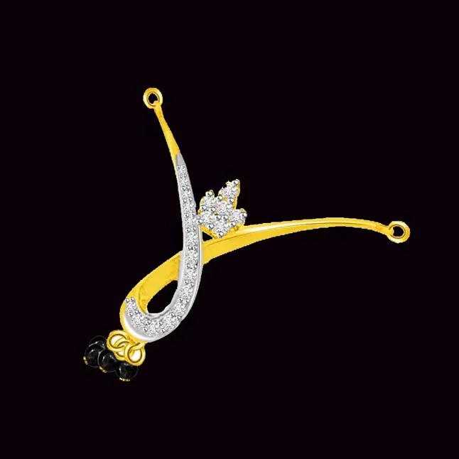 Beautiful Twist Two Tone Diamond Mangalsutra Pendant (DN310)