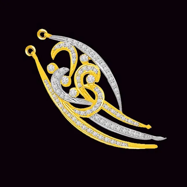 Spiraling Strips Two Tone Fancy Diamond Pendants
